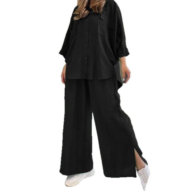 Damen lässiges und luftiges Oberteil mit weitem Hosenanzug R&B