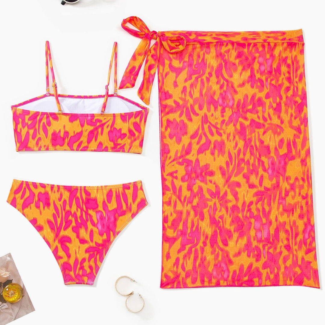 Damen Zweiteiliges Badeanzug-Set mit farbenfrohem Blumenmuster R&B