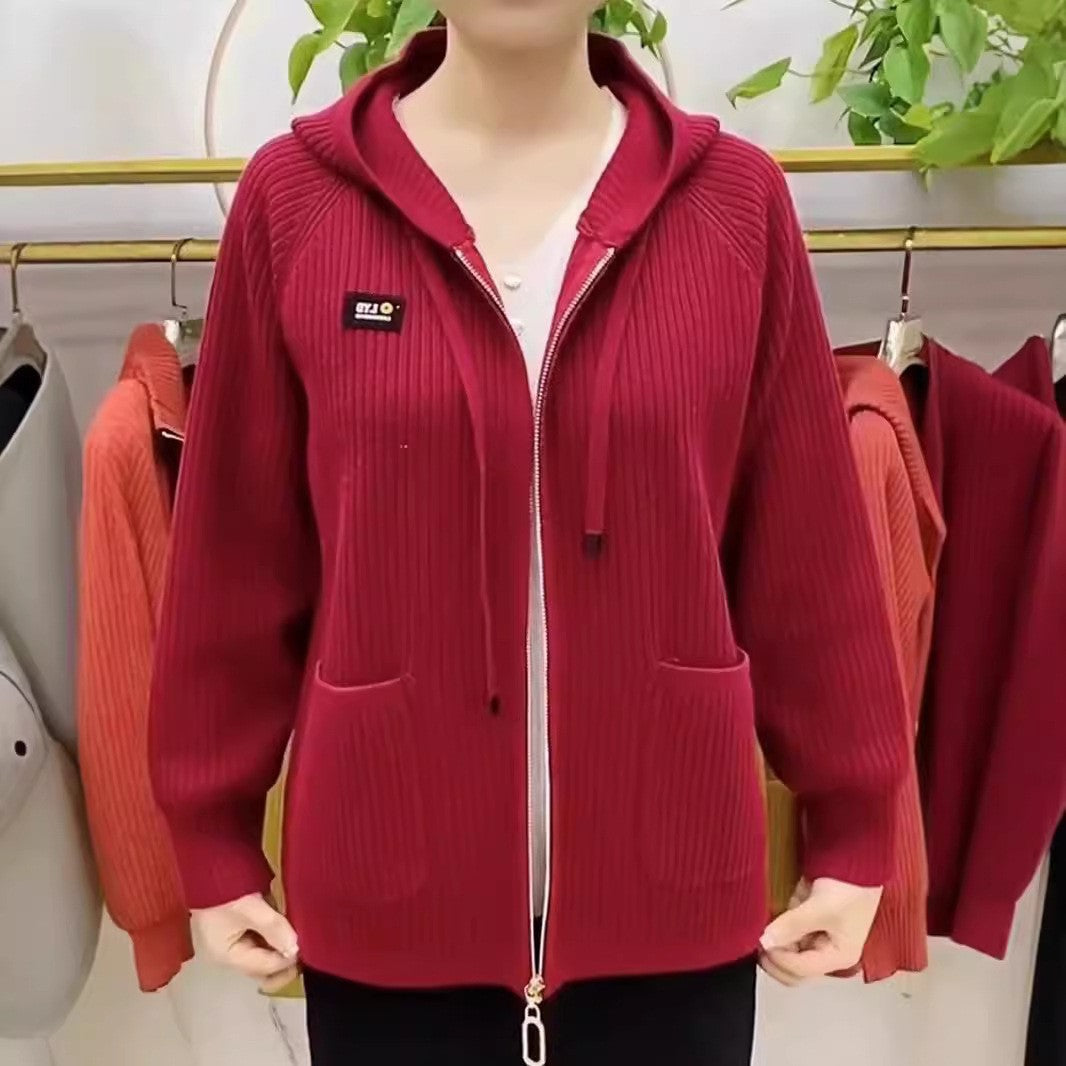 Damen Kapuzenjacke mit strukturiertem Strickdesign und praktischen Taschen R&B