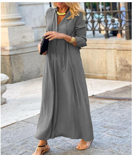 Damen Luftiges Maxikleid mit eleganter Knopfdetail R&B