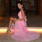 Damen Maxikleid mit tiefem V-Ausschnitt und Raffungen R&B