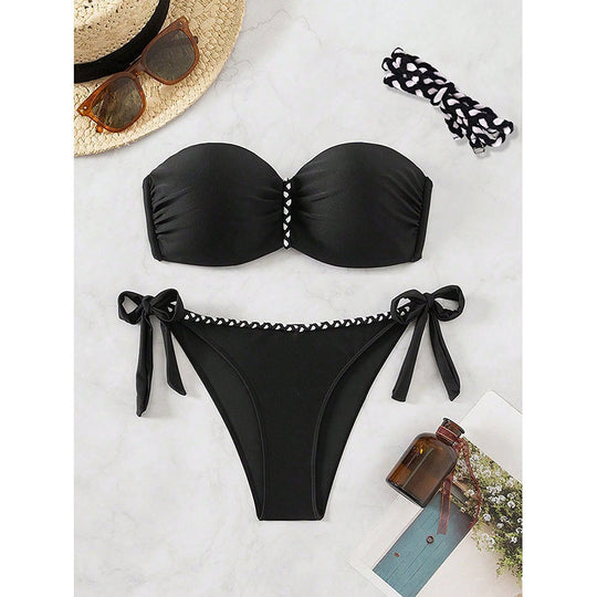 Damen Bandeau-Bikini mit verspieltem Schleifendetail R&B