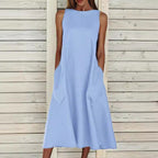 Damen luftiges Maxikleid mit praktischen Seitentaschen