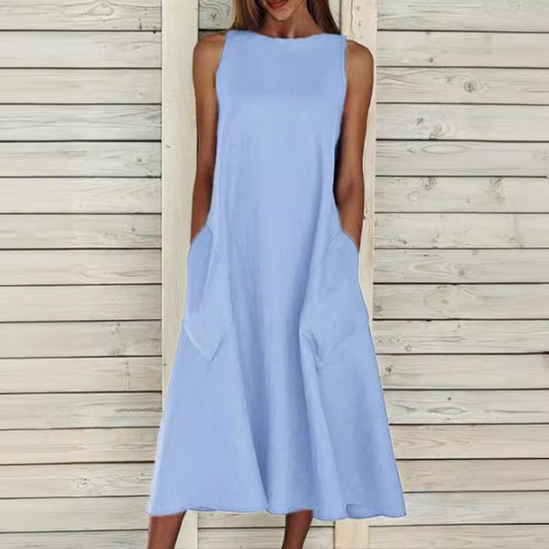 Damen luftiges Maxikleid mit praktischen Seitentaschen