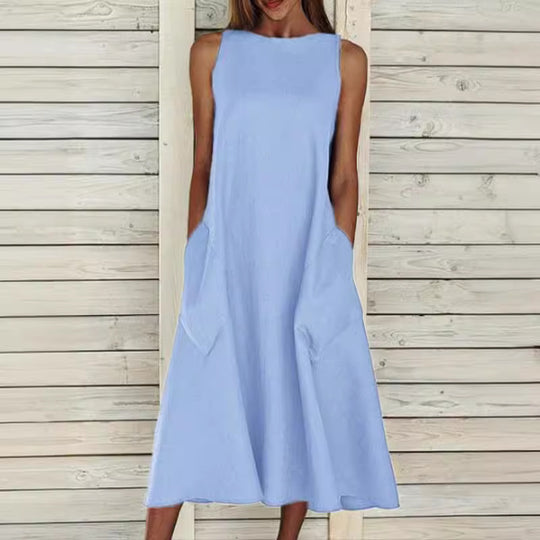 Damen luftiges Maxikleid mit praktischen Seitentaschen R&B