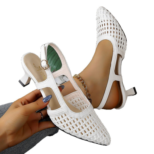 Damen Sling-Sandalen mit durchbrochenem Design und elegantem Blockabsatz R&B