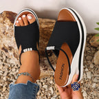 Damen Wedge-Pantoletten mit dekorativem Schmuckdetail R&B