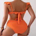 Damen Hoch tailliertes Bikini-Set mit Rüschendetails R&B