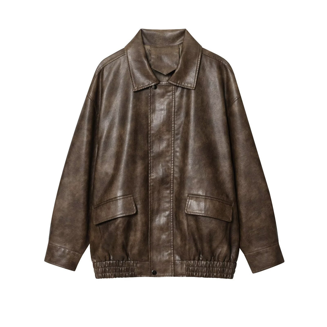 Damen elegante Kunstlederjacke R&B