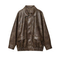Damen elegante Kunstlederjacke R&B