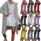 Damen Grobstrick-Cardigan mit offenem Schnitt und Kapuze R&B
