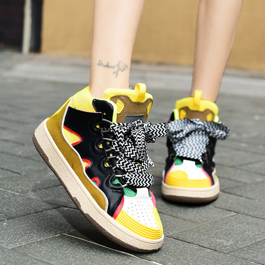 Damen Sportliche High-Top Sneakers mit innovativem Mehrfarbigem Schnürsystem R&B