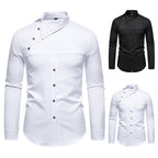 Herren modisches Hemd mit asymmetrischem Kragen und stilvollen Knopfdetails R&B