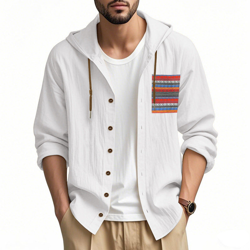 Herren Kapuzenshirt mit verspieltem Design und praktischer Knopfleiste R&B
