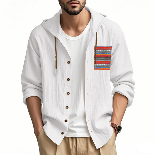 Herren Kapuzenshirt mit verspieltem Design und praktischer Knopfleiste R&B