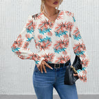 Damen Elegante Bluse mit floralem Design und weiten Ärmeln R&B
