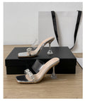 Damen elegante transparente High Heels mit funkelnden Strass-Applikationen R&B