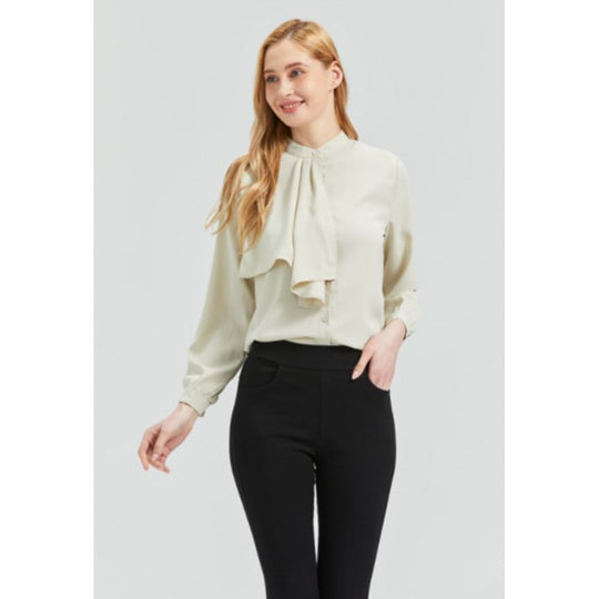 Damen Bluse mit eleganter Rüschendetails und Kragen R&B