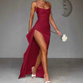 Damen Elegantes Maxikleid mit seitlichem Schlitz und raffinierten Spaghetti-Trägern R&B