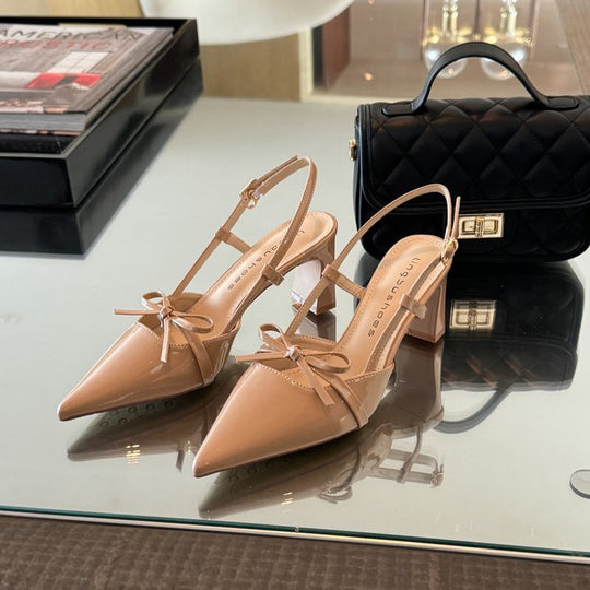Damen elegante Slingback-Pumps mit modischem Schleifenakzent R&B