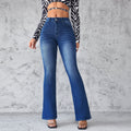 Damen Flared Jeans mit hohem Taillenbund und modischer Waschung R&B