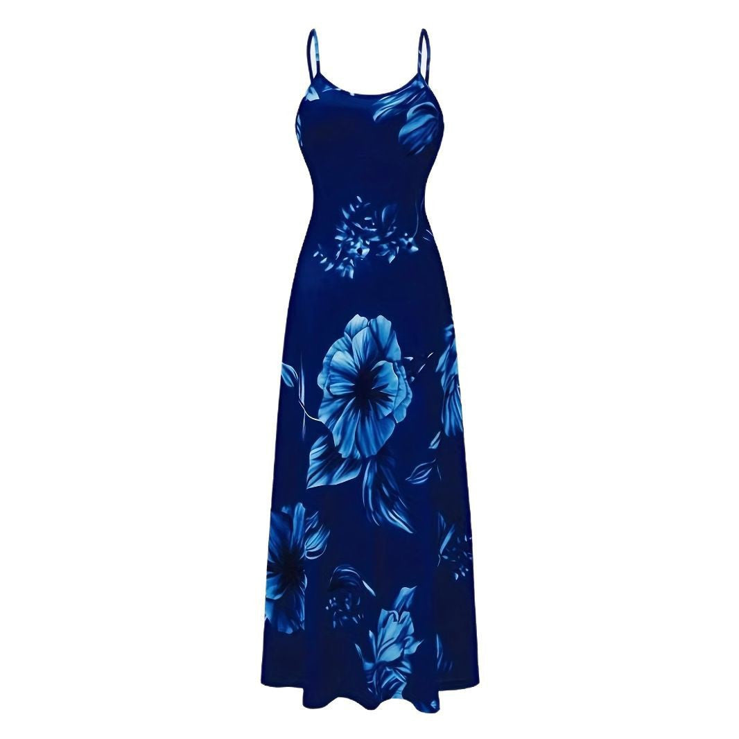 Damen Maxikleid mit floralem Muster und schmalen Trägern R&B