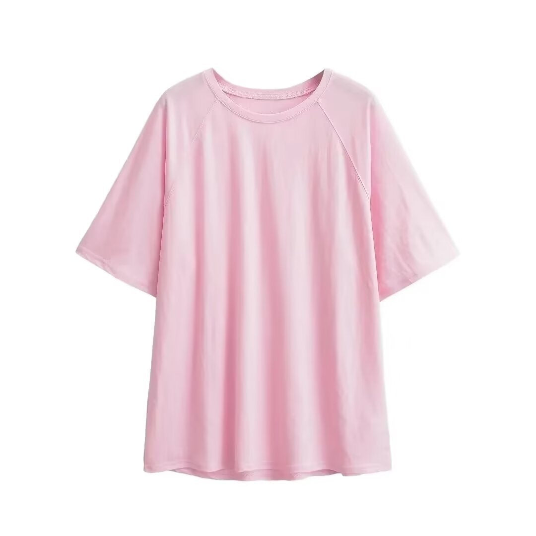 Damen lässiges T-Shirt mit überschnittenen Ärmeln R&B