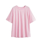 Damen lässiges T-Shirt mit überschnittenen Ärmeln