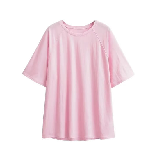 Damen lässiges T-Shirt mit überschnittenen Ärmeln R&B