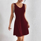 Damen lässiges A-Linien Kleid mit tiefem V-Ausschnitt und weichem Jersey-Material R&B