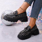 Damen Chunky Loafers mit glamourösem Krokodil-Design und komfortabler Plattform EB