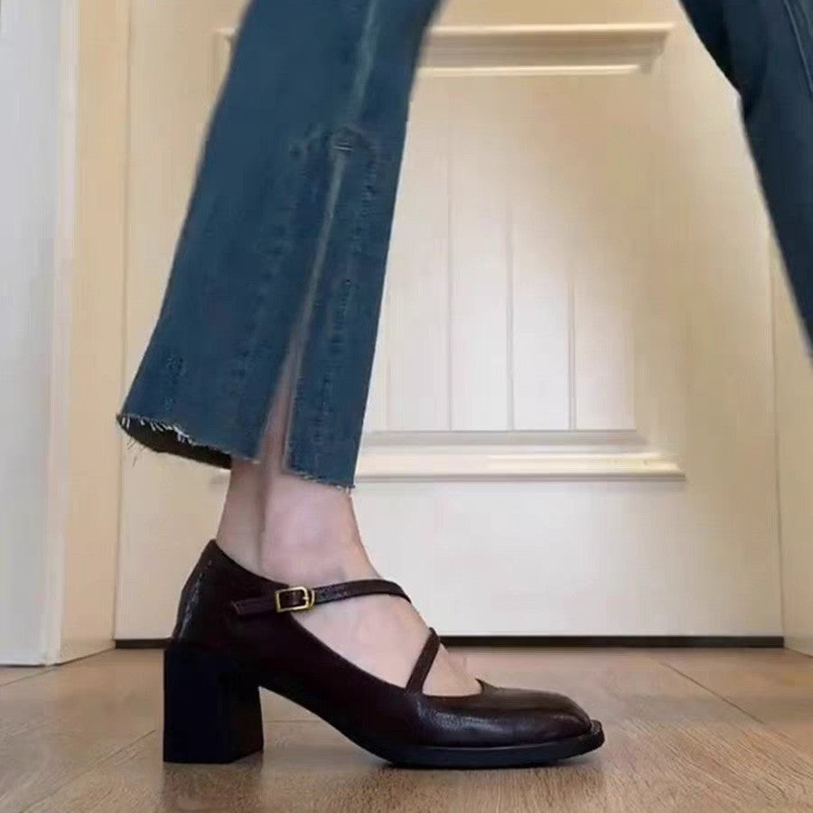 Damen elegante Mary Jane Pumps mit modischem Riemchen-Design R&B