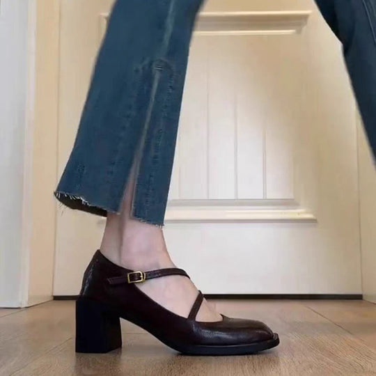 Damen elegante Mary Jane Pumps mit modischem Riemchen-Design R&B