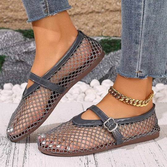 Damen Stilettos mit netzartigem Obermaterial und moderner Schnallenapplikation R&B