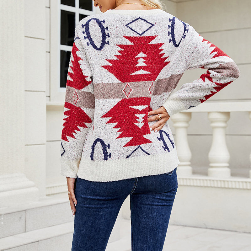 R&B | Geometrischer Strickpullover Mit Modernem Look