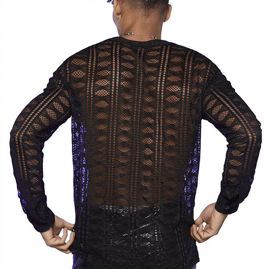 Damen Transparente Langarmbluse aus leichtem Material R&B