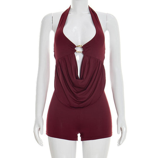 Damen Einteiler mit elegantem Drapierungsdetail und verspieltem Rückenausschnitt R&B