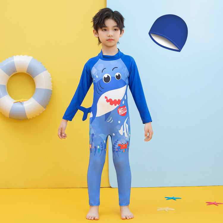 Jungen UV-Schutz Schwimmanzug mit langen Ärmeln und süßem Dinosaurier-Motiv R&B