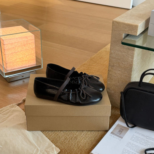 Damen Ballerinas mit elastischem Riemen und metallischem Glanz R&B
