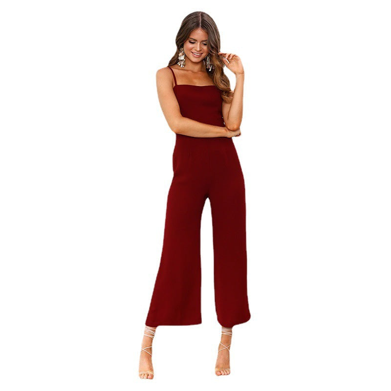 Damen Jumpsuit mit schmalen Trägern und weitem Beinschnitt R&B