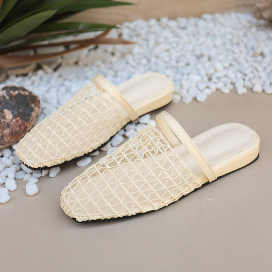 Damen offene Slipper mit eleganten Netzdetails R&B