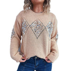 Damen Strickpullover mit glitzernden Applikationen R&B