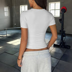 Damen Figurformendes Kurzarmshirt aus elastischem Baumwollmix R&B