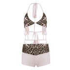 Damen modisches Dreieck-Bikini-Set mit verstellbaren Trägern und Tiermustern R&B