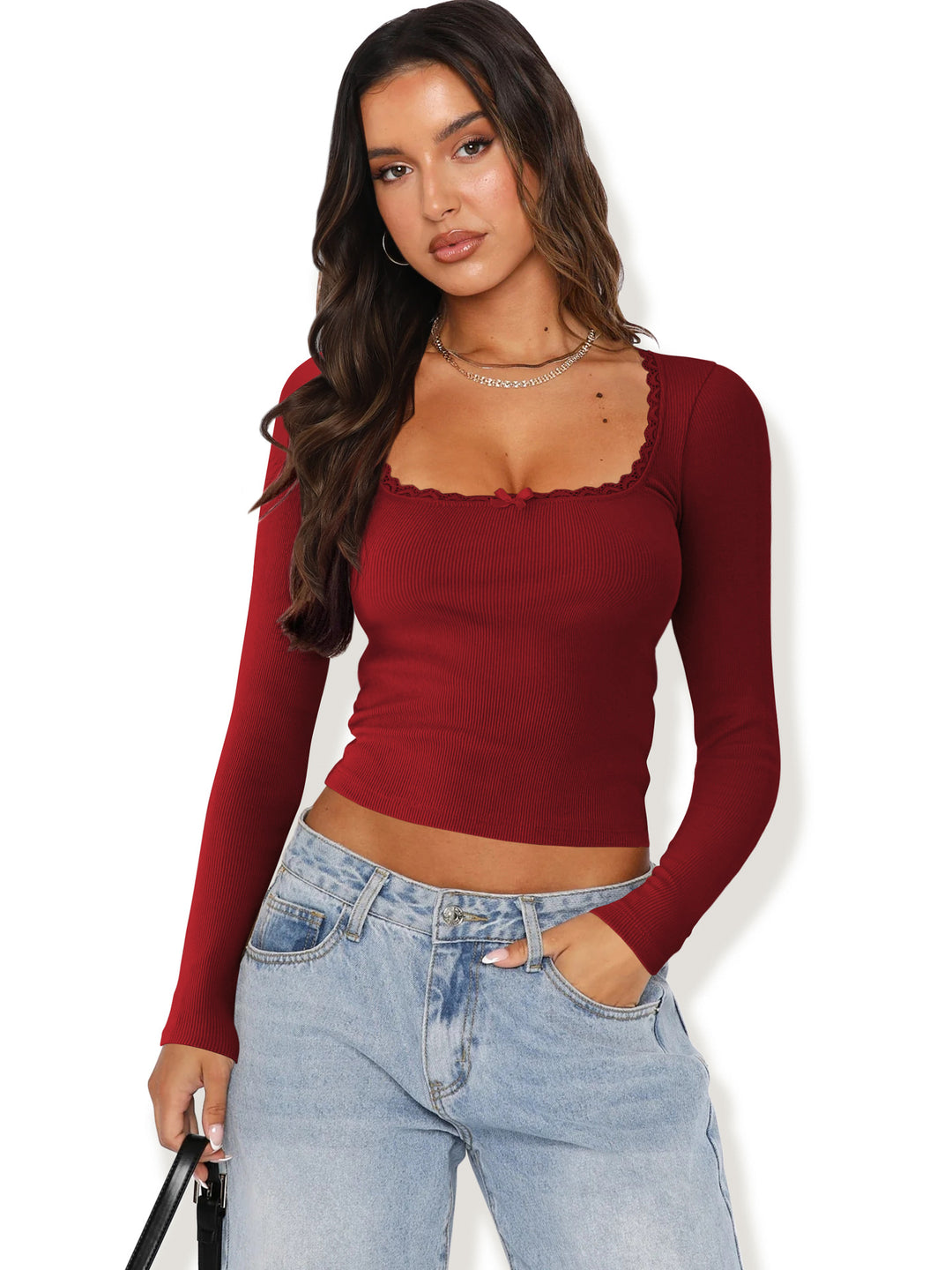 Damen Langarmshirt mit eleganter Rüsche und körpernaher Passform R&B