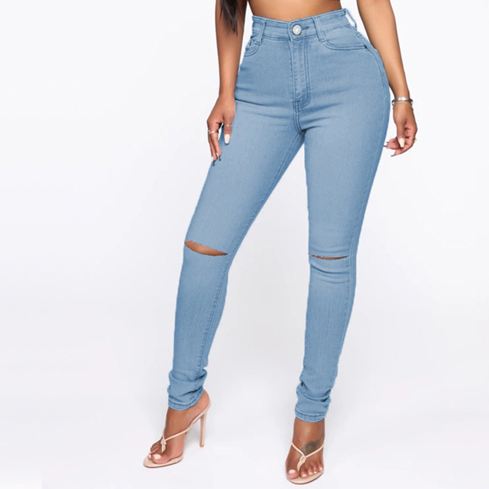 Damen High-Waist Jeans mit modischem Destroyed-Detail R&B