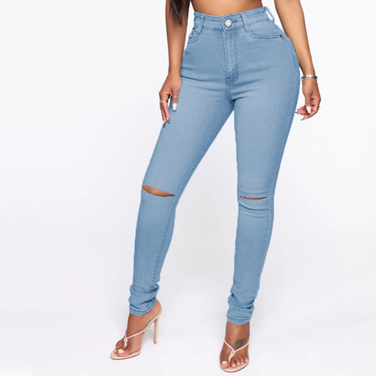 Damen High-Waist Jeans mit modischem Destroyed-Detail R&B