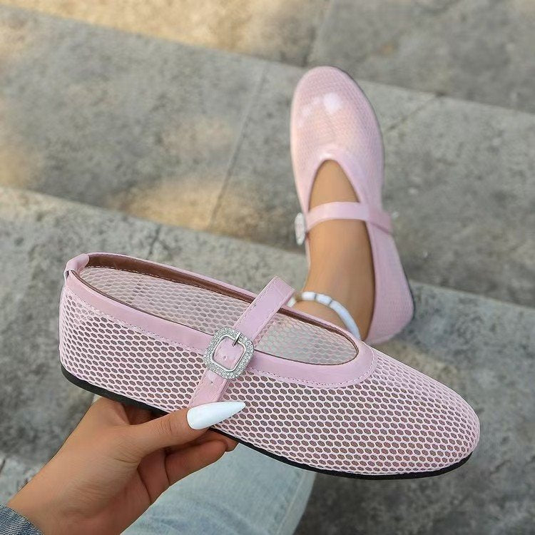 Damen Ballerinas mit elegantem Netzdesign und Kettenapplikation R&B