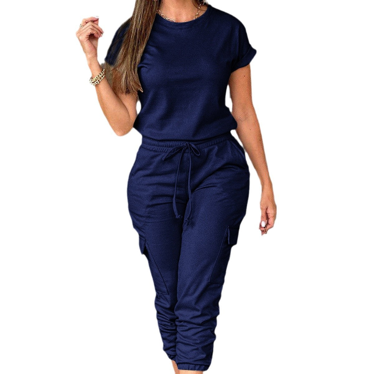 Damen Sportlicher Jogginganzug mit praktischen Taschen und elastischem Bund R&B