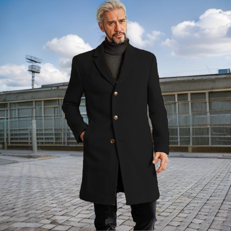 Herren Eleganter Langmantel mit modischen Knöpfen und hochwertigem Stoff R&B